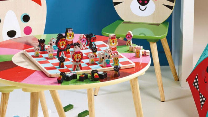 This designer chess set is perfect for kids.