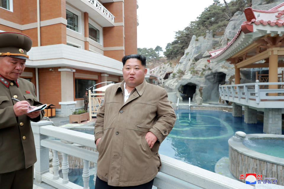 North Korean leader Kim Jong Un inspects Yangdok Hot Spring Resort in this undated picture released by North Korea's Central News Agency (KCNA) on November 14, 2019. KCNA via REUTERS    ATTENTION EDITORS - THIS IMAGE WAS PROVIDED BY A THIRD PARTY. REUTERS IS UNABLE TO INDEPENDENTLY VERIFY THIS IMAGE. NO THIRD PARTY SALES. SOUTH KOREA OUT.     TPX IMAGES OF THE DAY