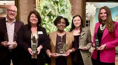 Greenville HR Society award winners, from left, Ron Doney of ThinkUp Consulting; Robyn Knox; Kay Dudley-Culbreath; Danielle DiFino; and Holly Berry.