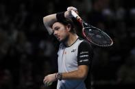 Britain Tennis - Barclays ATP World Tour Finals - O2 Arena, London - 14/11/16 Switzerland's Stanislas Wawrinka during his round robin match against Japan's Kei Nishikori Reuters / Stefan Wermuth Livepic