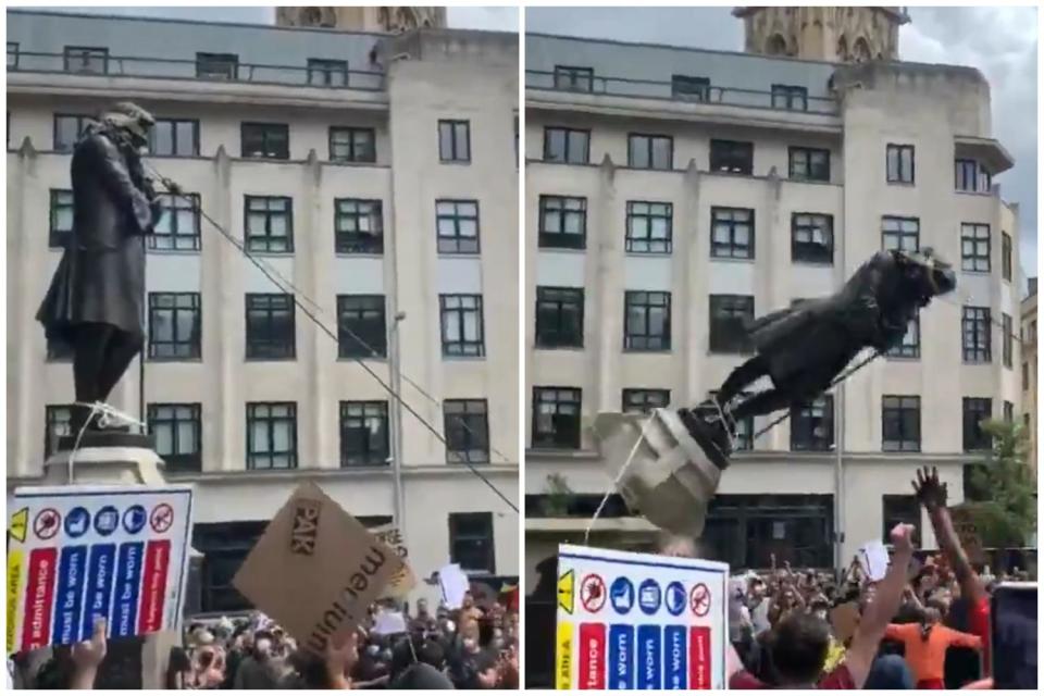 The Edward Colston statue is toppled