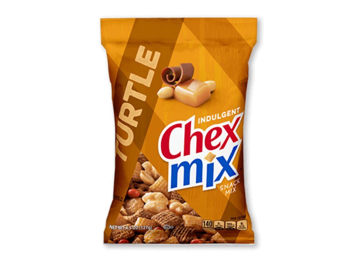 bag of Turtle Chex Mix on a white background