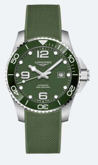 <p>Hydroconquest (green)</p><p><a class="link " href="https://www.longines.co.uk" rel="nofollow noopener" target="_blank" data-ylk="slk:SHOP;elm:context_link;itc:0;sec:content-canvas">SHOP</a></p><p>In addition to blue, black and grey editions, a green execution joins the line up of Longines’ primary modern dive watch collection. Green is a fashionable colour in the watch world for 2020, and this model hits the sweet spot between being military-inspired and stylish. Available in two case sizes, 41mm and 43mm, it is water resistant to 300m. </p><p>£1,230; <a href="https://www.longines.co.uk/" rel="nofollow noopener" target="_blank" data-ylk="slk:longines.co.uk;elm:context_link;itc:0;sec:content-canvas" class="link ">longines.co.uk</a></p>