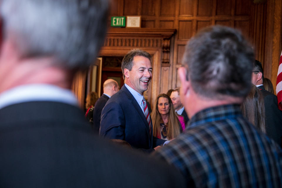 Montana Gov. Steve Bullock after signing several bills into law earlier this month in Helena. (Photo: Ilana Panich-Linsman for HuffPost)