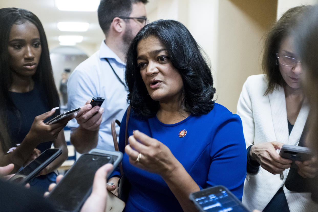 Rep. Pramila Jayapal (D-Wash.), a staunch immigrant rights advocate, also blamed Senate Democrats for approving a border funding bill without enough humanitarian safeguards. (Photo: Bill Clark/Getty Images)