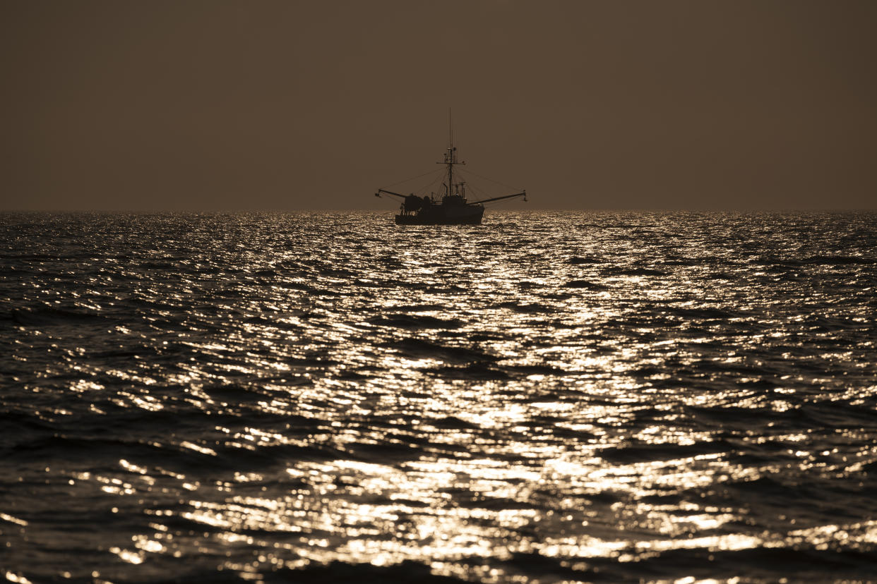 A fishing trawler in the waters of Block Island Sound, on July 27, 2023. (Karsten Moran/The New York Times)