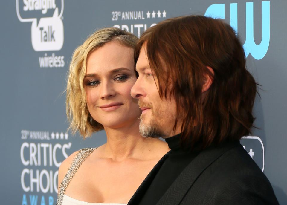 Diane Kruger and Norman Reedus arrive for the Critics' Choice Awards on Jan. 11, 2018, in Santa Monica, California.