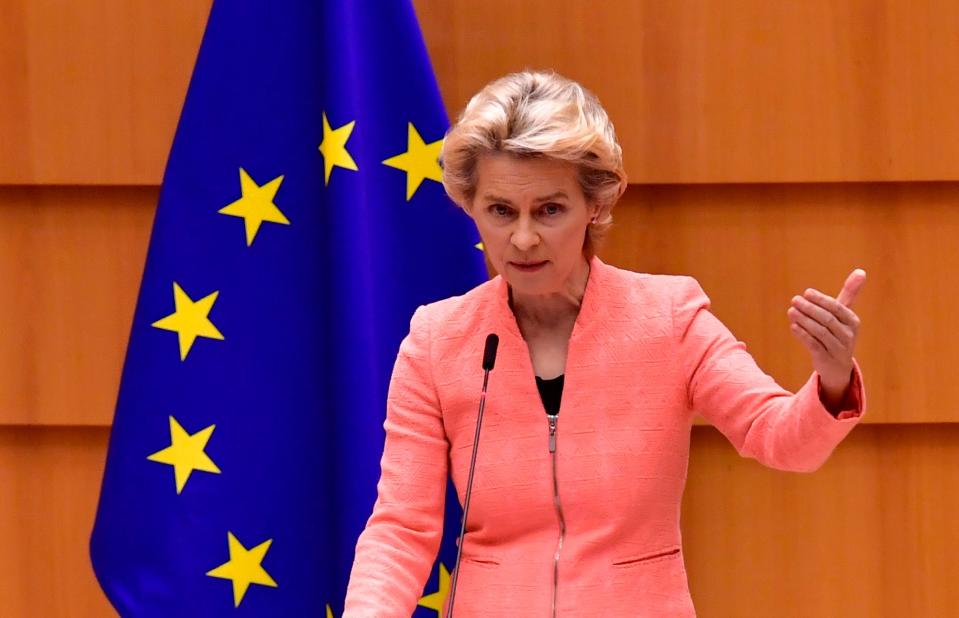 Ursula von der Leyen speaking at the European Parliament (AFP via Getty Images)