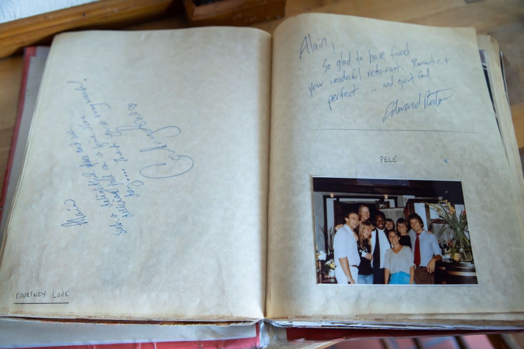 Courtney Love, Edward Norton and Pele’s entry in the guest book. Michael Nagle