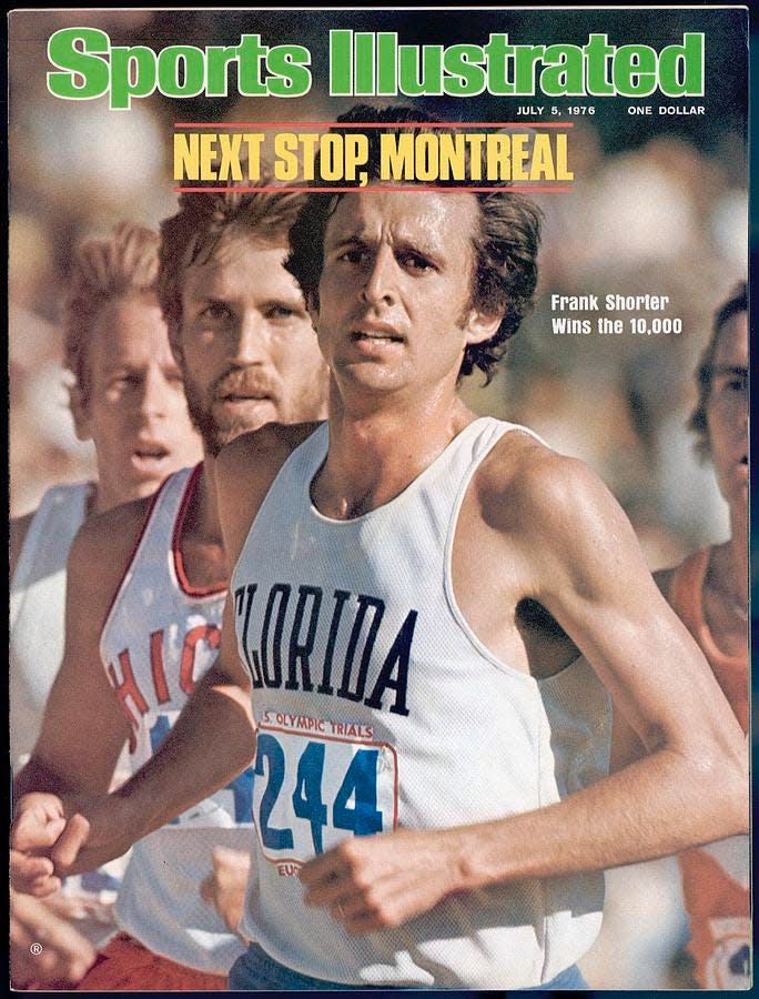 This cover of Sports Illustrated shows Frank Shorter running during his time at the University of Florida. Here he is seen preparing for his second Olympics in Montreal where he won silver. He also trained in Gainesville before winning gold in Munich in 1972.