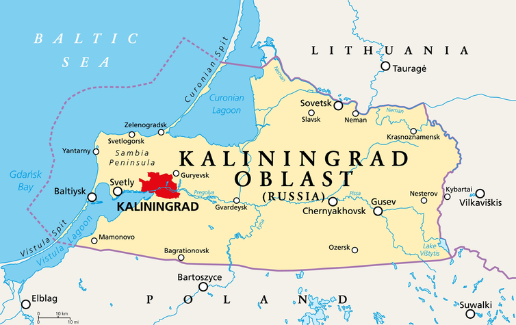 Locator map of Kaliningrad Oblast.