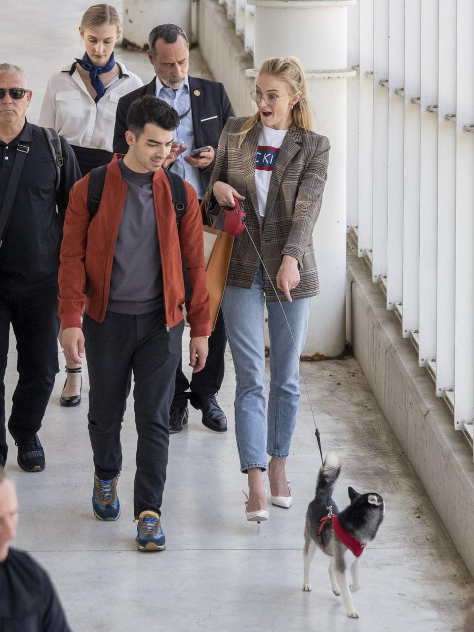 <p>Sophie and Joe are dog lovers, and were proud parents to two Alaskan Klei Klai dogs - one, presumed to be Porky Basquit - <a href="https://www.elle.com/uk/life-and-culture/wedding/a28243451/sophie-turner-wedding-dress-joe-jonas-porky-basquit/" rel="nofollow noopener" target="_blank" data-ylk="slk:was even a groomsman on their wedding day in July.;elm:context_link;itc:0;sec:content-canvas" class="link ">was even a groomsman on their wedding day in July. </a></p><p>Sadly, their dog Waldo was tragically killed in traffic in New York shortly after they married. The<a href="https://www.elle.com/uk/life-and-culture/a28539094/sophie-turner-joe-jonas-matching-tattoos-dead-dog/" rel="nofollow noopener" target="_blank" data-ylk="slk:couple commemorated him with matching tattoos;elm:context_link;itc:0;sec:content-canvas" class="link "> couple commemorated him with matching tattoos</a>, they shortly got a new puppy <a href="https://www.elle.com/uk/life-and-culture/a28605380/sophie-turner-joe-jonas-new-puppy/" rel="nofollow noopener" target="_blank" data-ylk="slk:who Turner took with her on holiday in August.;elm:context_link;itc:0;sec:content-canvas" class="link ">who Turner took with her on holiday in August.</a></p>