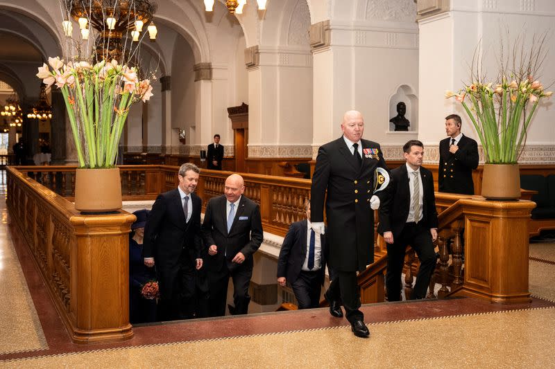 Denmark's King Frederik and Queen Mary visit the Danish Parliament in Copenhagen