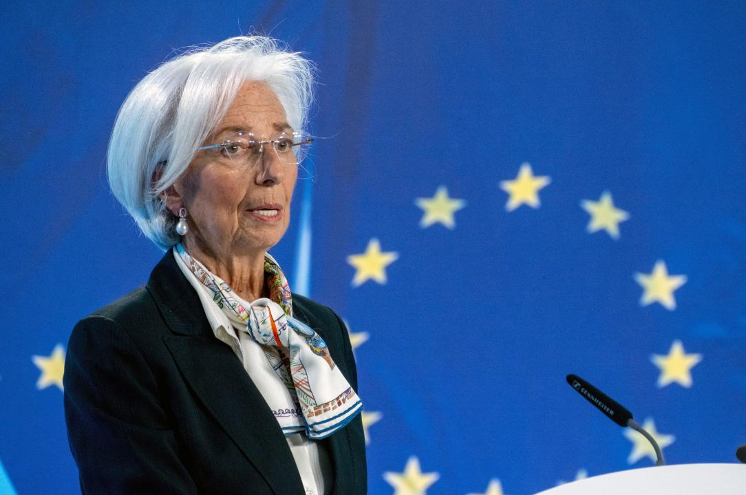 President of European Central Bank Christine Lagarde talks to the media after a meeting of the ECB's governing council, in Frankfurt, Germany, Thursday, March 7, 2024. The European Central Bank left its key interest rate at a record high as it waits for more confirmation that toxic inflation is under control for good — even as high borrowing costs drag on the stalled economy. (AP Photo/Michael Probst)