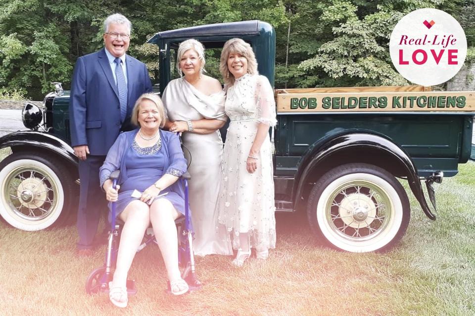 siblings--September 3, 2022 at Omni Bedford Springs in Bedford, PA. --this photo: From Leah: My mom (sitting) with her brother Dallen, sister Tracie (mother of bride) and sister Tammie Marla Aurandt marries Brantley Rice (husband) Marla's father Tim located a truck that once belonged to her grandfather, who died in the 1977 Johnstown flood along with the grandmother-- grandparents were Robert and Barbara Selders.