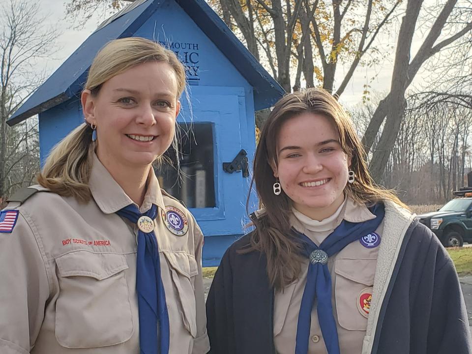 Scoutmaster of Troop 164G Wendy Tauber and Eagle Scout candidate Loreley Godfrey, seen Sunday, Nov. 21, 2021, hope to make an impact with Godfrey's Little Free Libraries Eagle Scout project.