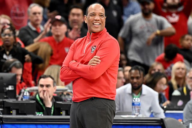 <p>Greg Fiume/Getty</p> Head coach Kevin Keatts of the NC State Wolfpack