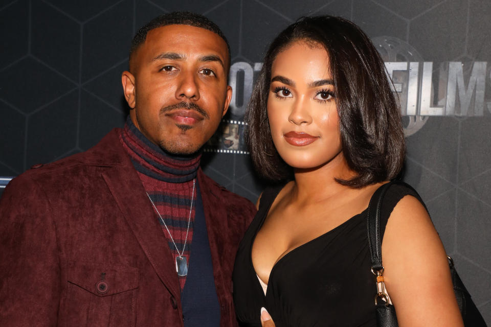 GLENDALE, CALIFORNIA – APRIL 10: Actor / Singer Marques Houston (L) attends the premiere of “No Way Out” at LOOK Dine-In Cinemas Glendale on April 10, 2023 in Glendale, California. (Photo by Paul Archuleta/Getty Images)