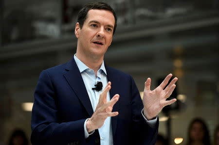 Britain's Chancellor of the Exchequer George Osborne speaks in Bournemouth, southern Britain, June 3, 2016. REUTERS/Dylan Martinez/File Photo