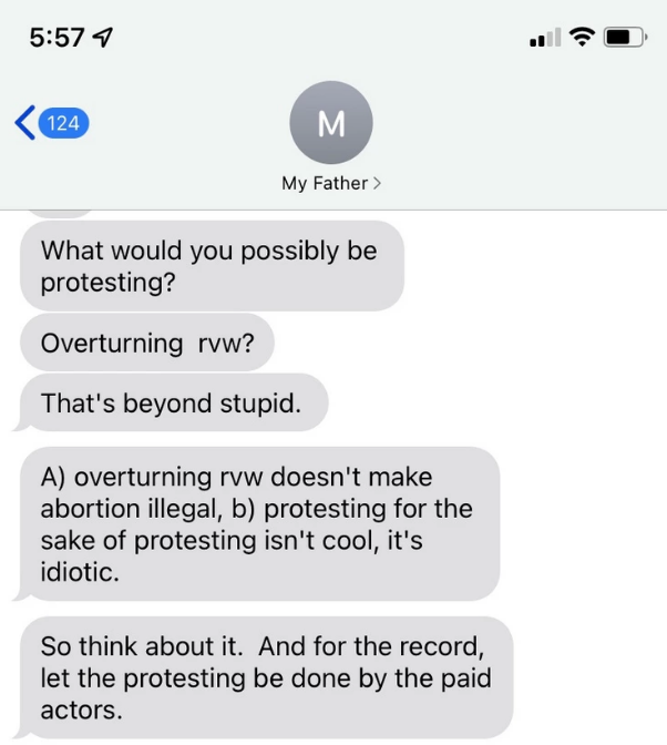 Dad disowning kid because they support "Roe v. Wade"