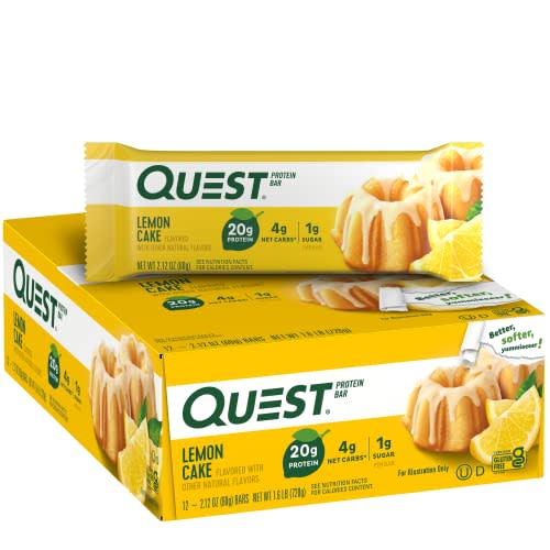 Quest Nutrition Lemon Cake Protein Bars, High Protein, Low Carb, Gluten Free, Keto Friendly, 12…