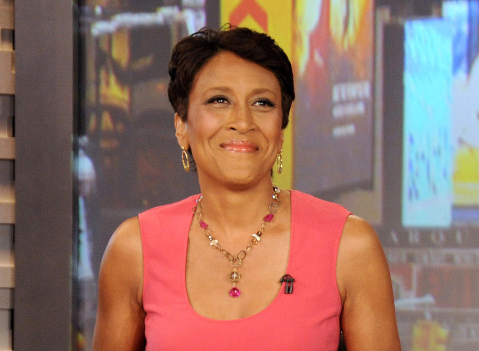 FILE - This Aug. 20, 2012 file photo released by ABC shows co-host Robin Roberts during a broadcast of "Good Morning America," in New York. ESPN announced Tuesday, March 26, 2013 that Roberts will be the recipient of the Arthur Ashe Courage Award at the 2012 ESPYS on July 17. On Monday, Roberts also recognized by Diane von Furstenberg with a DVF lifetime leadership award for the “extraordinary grace and courage” she has shown in her fight against breast cancer and a blood disorder. (AP Photo/ABC, Donna Svennevik, File)