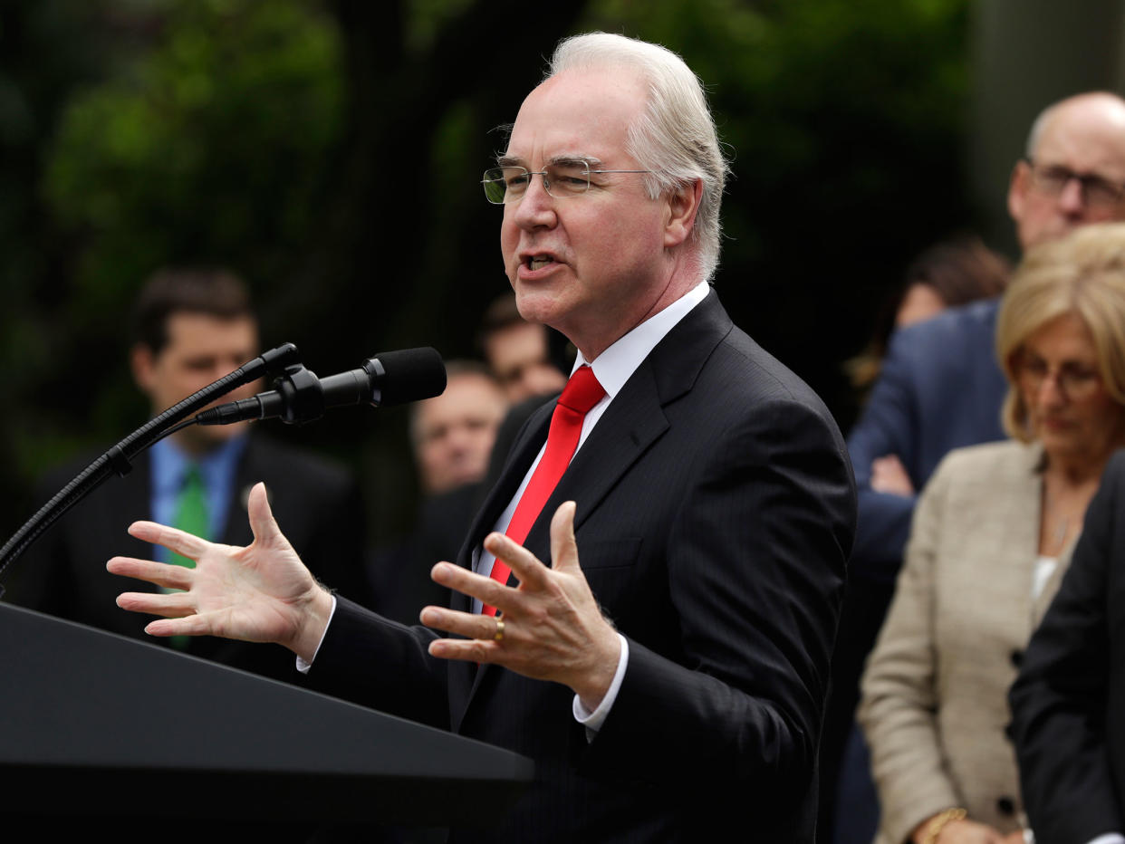 Tom Price, the US Health and Human Services Secretary, believes abstinence is more effective than contraception at stopping teenage pregnancies: AP