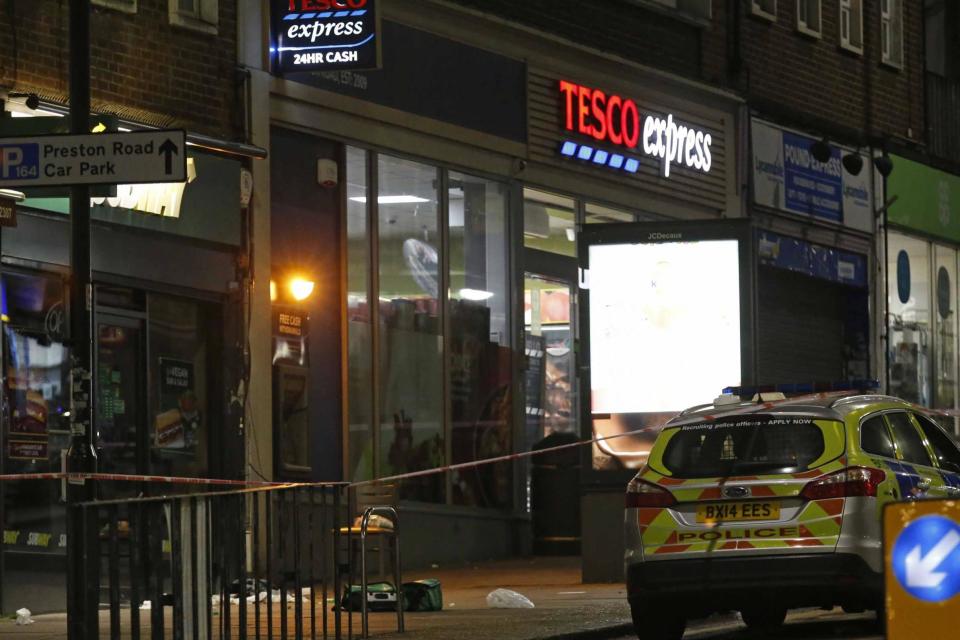 Police taped off the scene where the man was knifed in Preston Road (Nigel Howard)