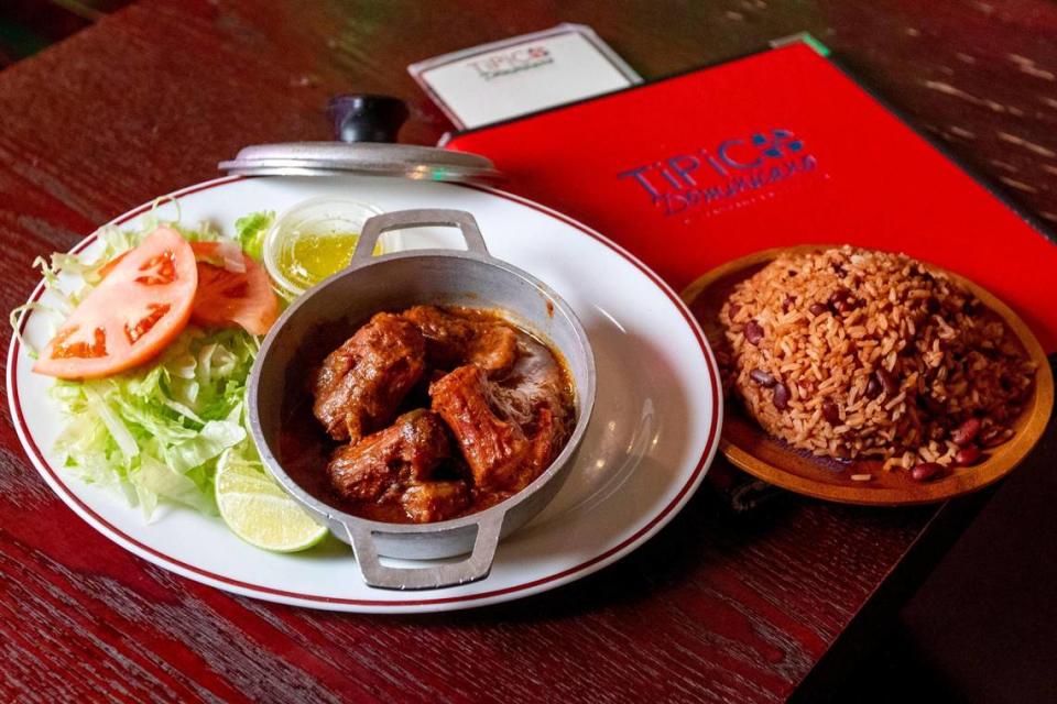 A dish of Rabo, Oxtail stewed in a secret tomato-based sauce, at Club Tipico Dominicano in Miami, Florida, on Thursday, August 11, 2022.