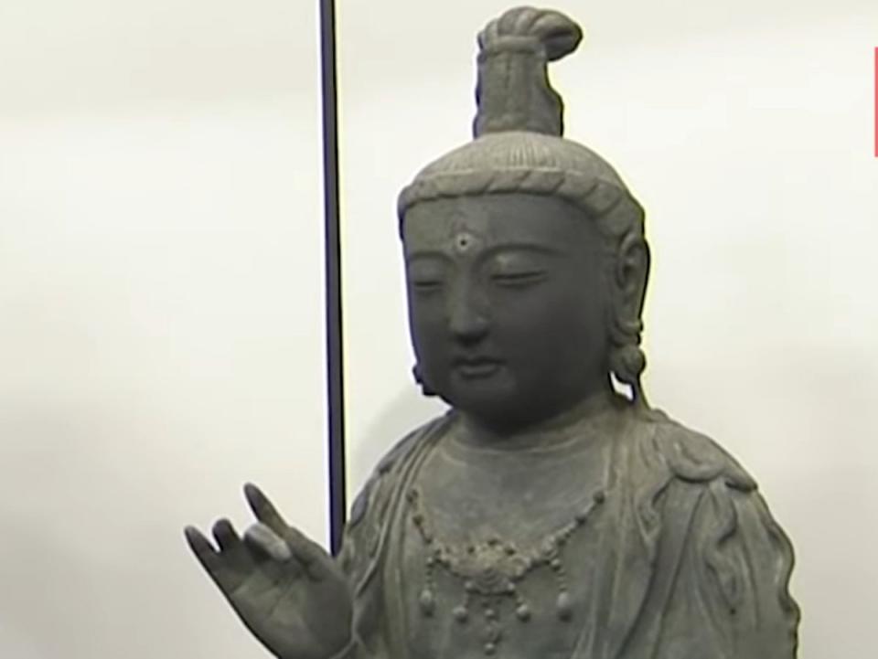 There was a long-standing legal dispute between the two neighbours over the Buddha statue that was stolen from a temple in Japan in 2012 (Nippon TV News 24 Japan/YouTube/Screengrab)