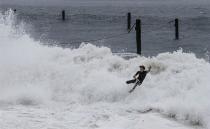 This ruthless surfer was wiped out by a Shark Beach wave when the wild weather hammered Vaucluse on Sunday morning. Getty Images