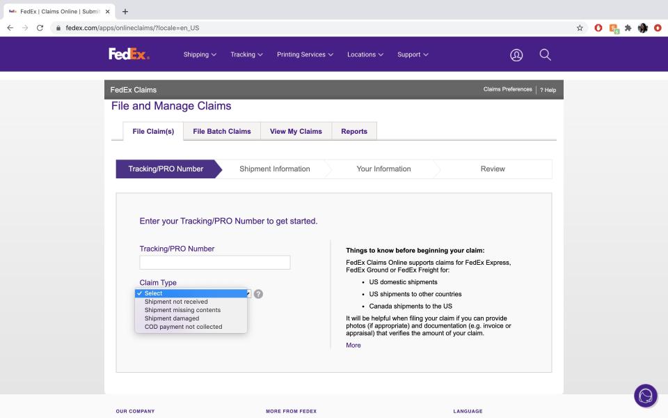 How to track make a FedEx package claim 2