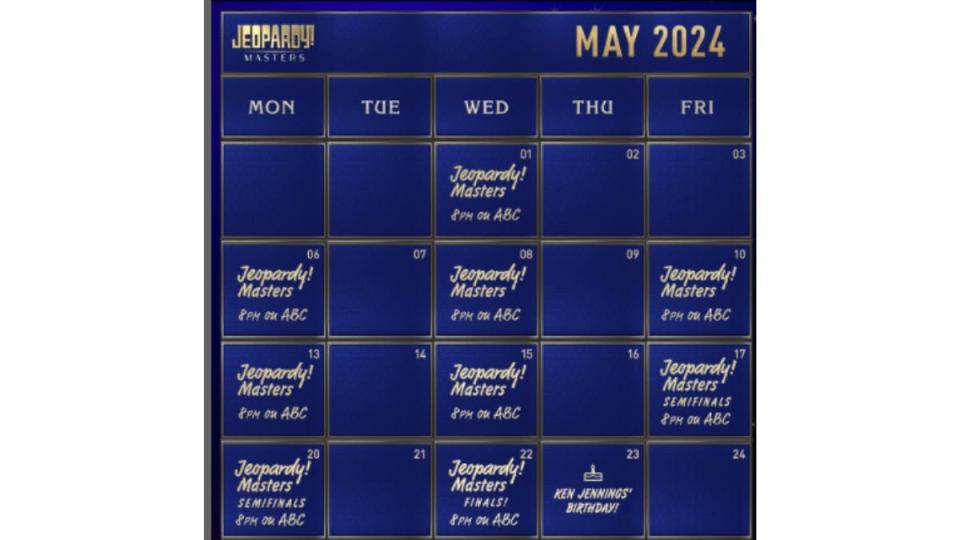 The 'Jeopardy! Masters' season 2 schedule