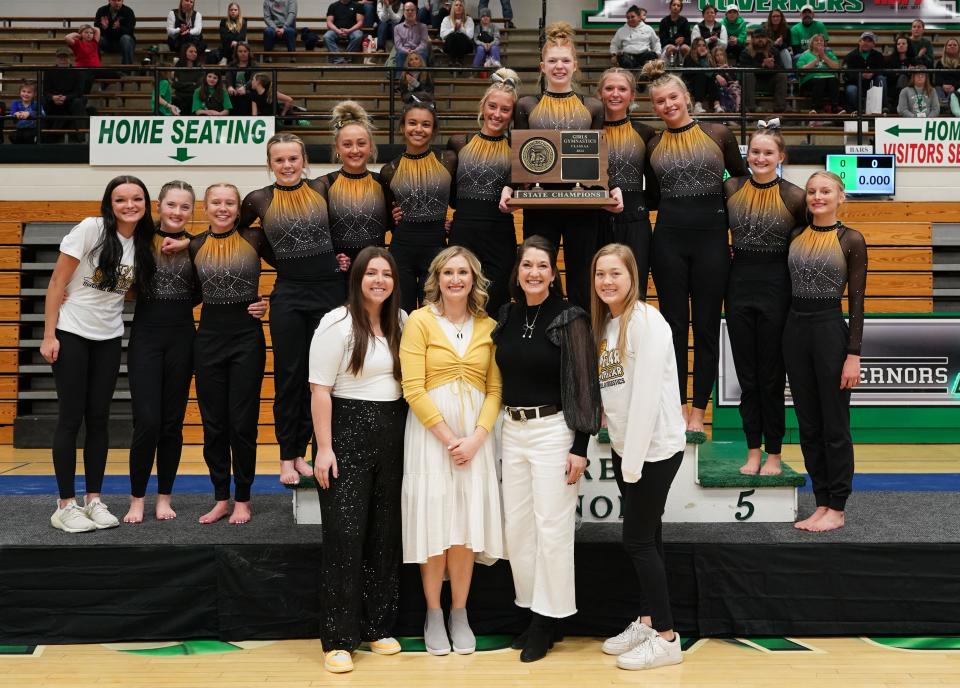 Mitchell repeated as the Class AA team champion on Friday, Feb. 9, 2024 during the South Dakota State Gymnastics Championships at Pierre High School.