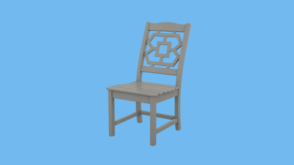 A Chinoiserie dining side chair from the Martha Stewart by Polywood collection.