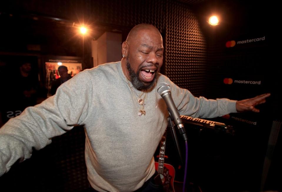 Biz Markie in recording studio during #TBT Night Presented By BuzzFeed at Mastercard House on January 25, 2018 in New York City. (Photo by Christopher Polk/Getty Images for Mastercard)
