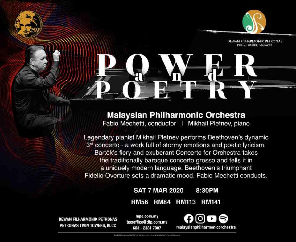 The ‘Power and Poetry’ concert will feature works by distinguished classical music composers, Ludwig van Beethoven and Béla Bartók. ― Picture courtesy of Malaysia Philharmonic Orchestra