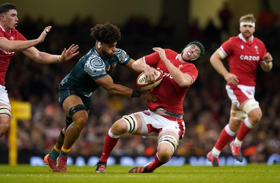 Adam Beard, right, played no further part in the game following the tackle by Rob Valetini (David Davies/PA) (PA Wire)