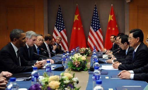 The US delegation (left) holds talks with thier Chinese counterparts in Seoul. China has expressed "serious concern" to its ally North Korea about a planned rocket launch, a US official said after talks between President Barack Obama and President Hu Jintao