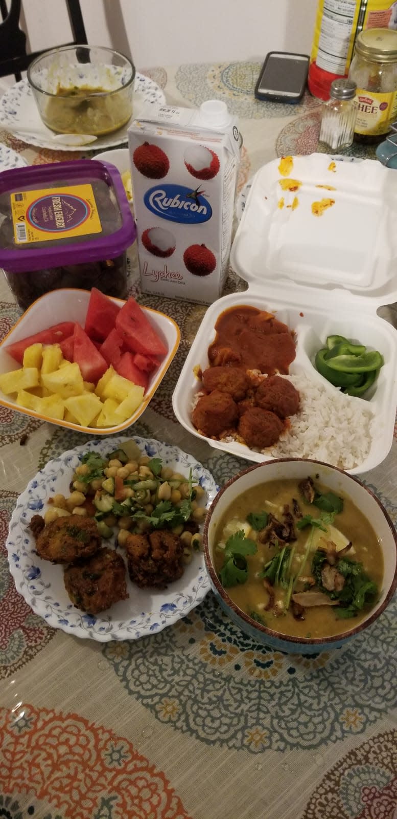 Lamisa Fairooz and her family have traditional Bengali foods for iftar in Rochester, New York.