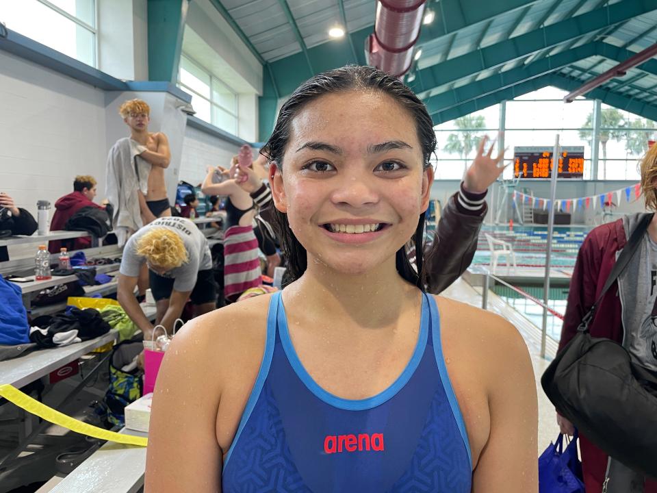 Flour Bluff sophomore Olivia Boniog earned four medals at the District 29-5A swim meet as the Hornets girls team won their 17th consecutive district championship.