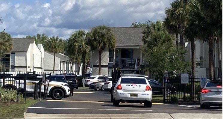 Jacksonville police critically wounded a man who officers fired at them early Sunday at an apartment on Fort Caroline Road.