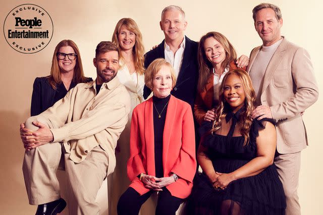 <p>Corey Nickols/Getty</p> (Clockwise from top left) Katie O'Connell, Laura Dern, Abe Sylvia, Jayme Lemons, Josh Lucas, Amber Chardae Robinson, Carol Burnett, and Ricky Martin of 'Palm Royale'