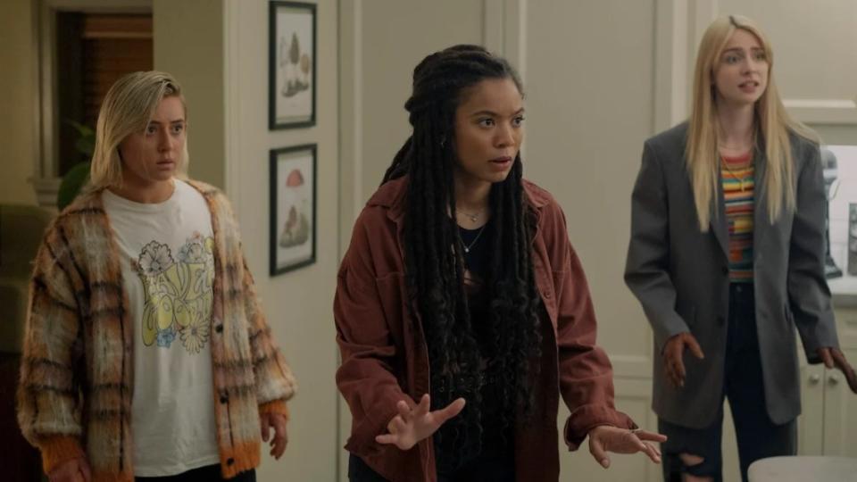 Lizze Broadway, Jaz Sinclair and Maddie Phillips in “Gen V.” (Prime Video)