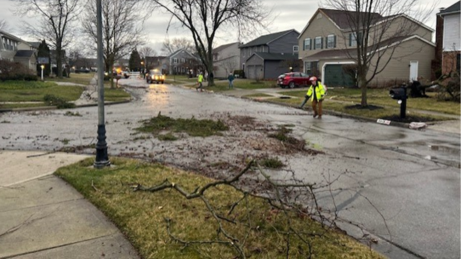 Crews clean up storm damage in Hilliard, Ohio on February 28, 2024 (Courtesy Photo/Hilliard Division of Police)