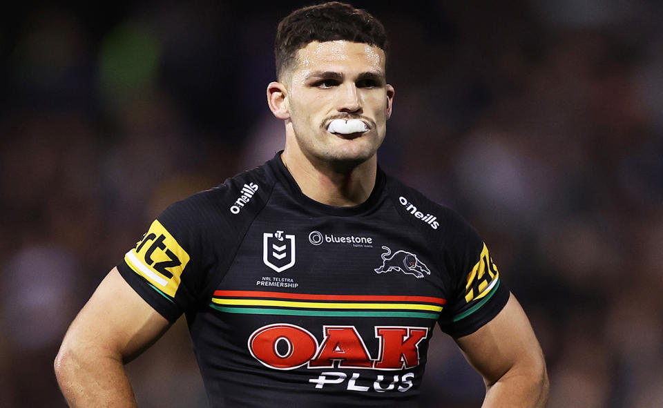 Nathan Cleary, pictured here during the Panthers' loss to Parramatta.