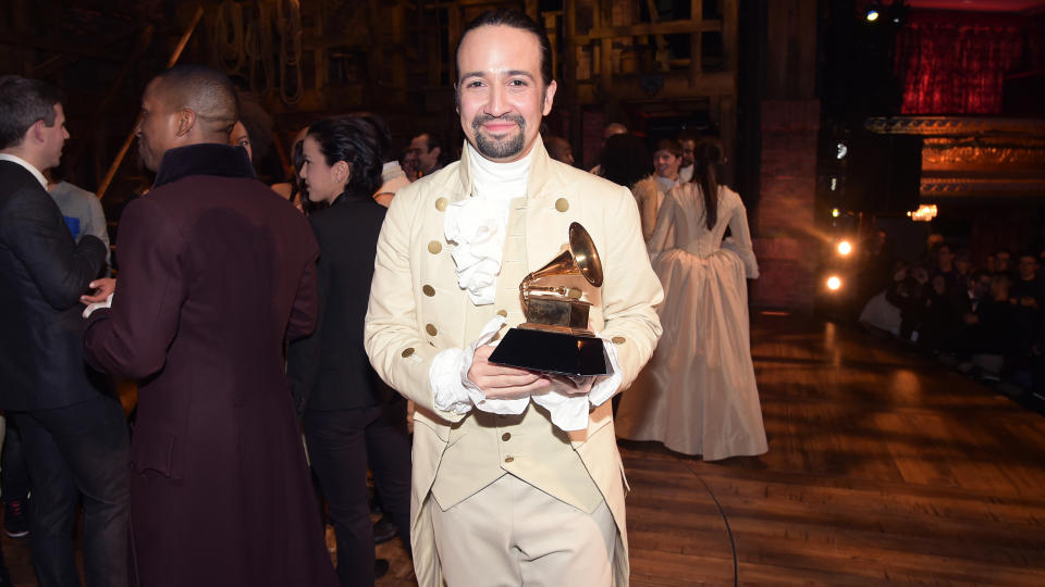 Lin-Manuel Miranda performs a scene from <em>Hamilton</em> at the Grammys in 2016. (Photo: Theo Wargo/Getty Images)