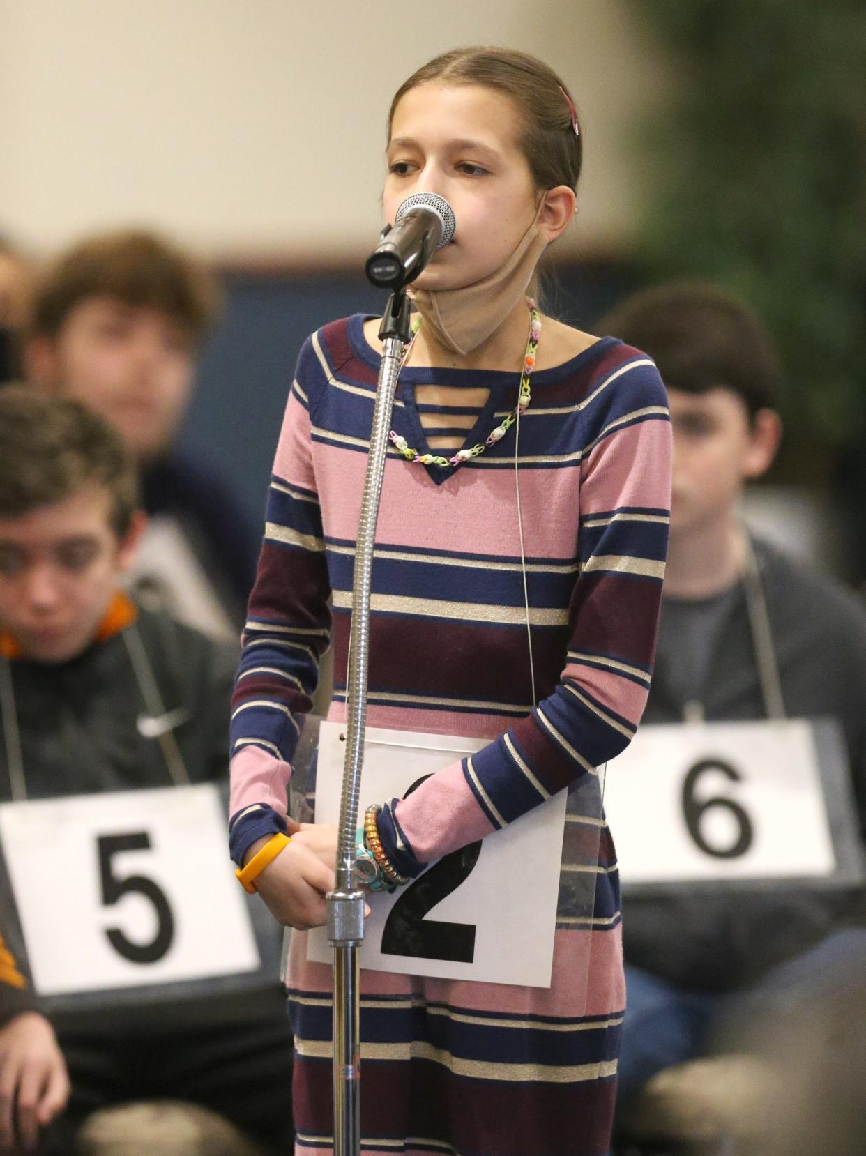 Julianne Liliestedt of Canton Country Day School competes in The Canton Repository Regional Final Spelling Bee at Kent State University at Stark in March. She won the event.