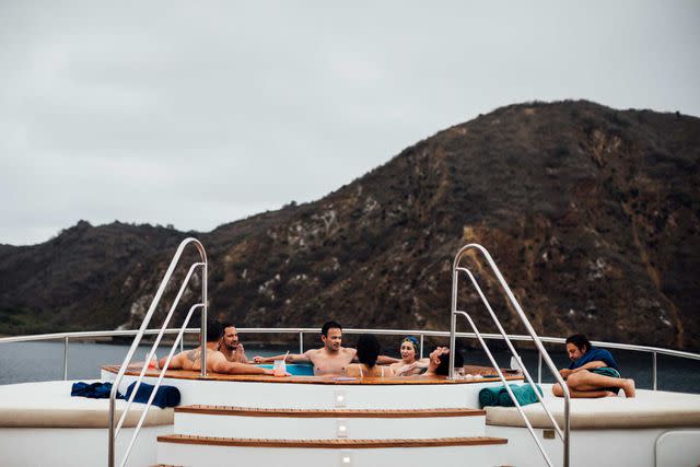 <p>Rose Marie Cromwell</p> Guests relaxing on board the Kontiki Wayra.