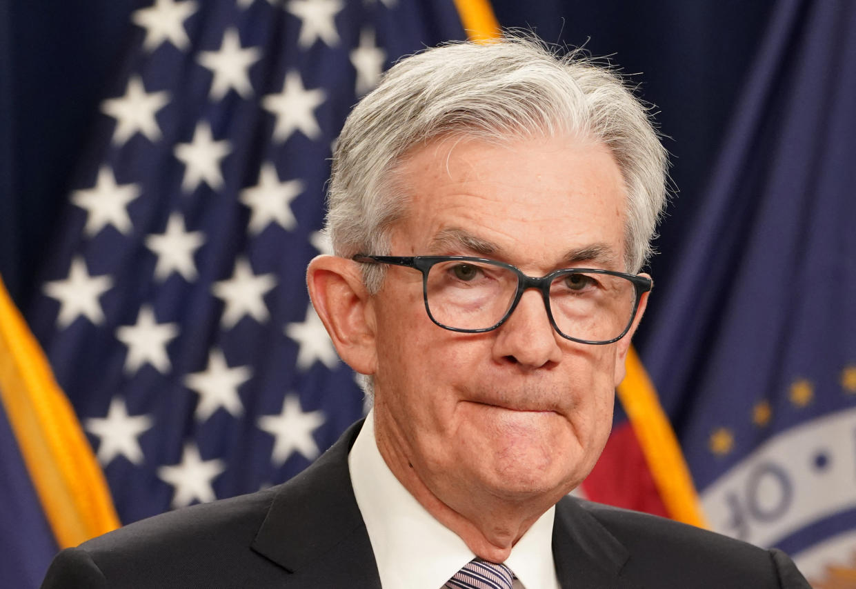 Federal Reserve Chairman Jerome Powell holds a news conference after the release of the US Fed policy decision on interest rates, in Washington, May 3, 2023. Photo: Kevin Lamarque via Reuters.